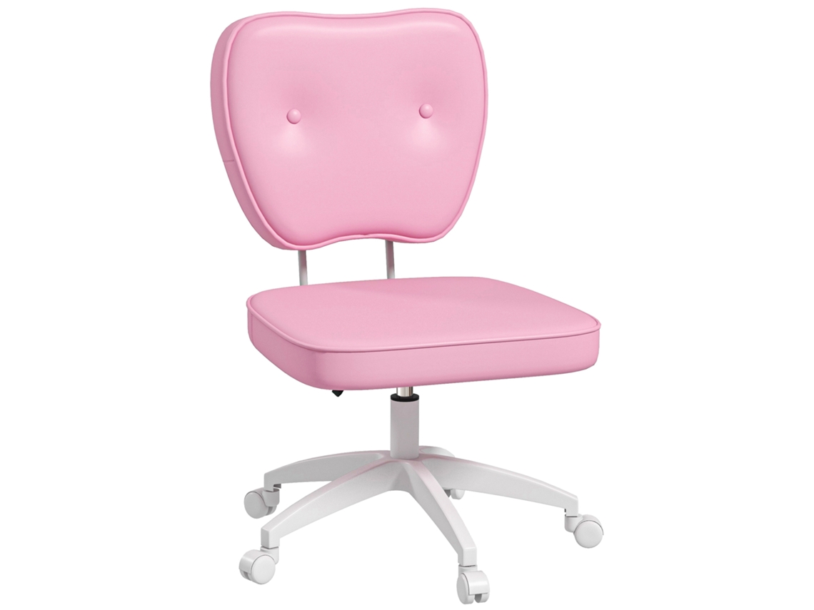 Silla De Oficina Rosa Ajustable De Pu Sin Brazos