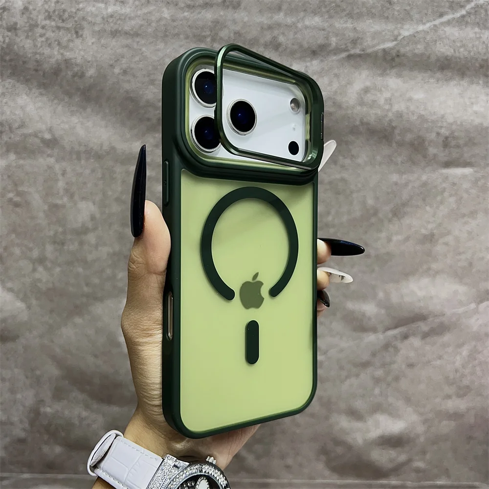 (iphone 13 Pro Max, Verde) Funda Magnética Semitransparente Mate Para Iphone, Compatible Con Magsafe.