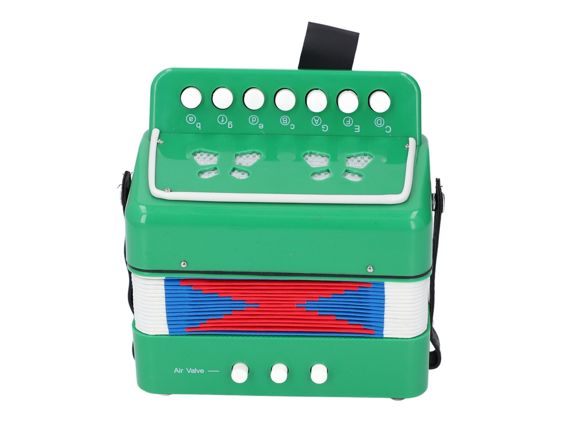 Acordeón infantil, 7 teclas, ligero, ecológico, fácil de tocar, verde.