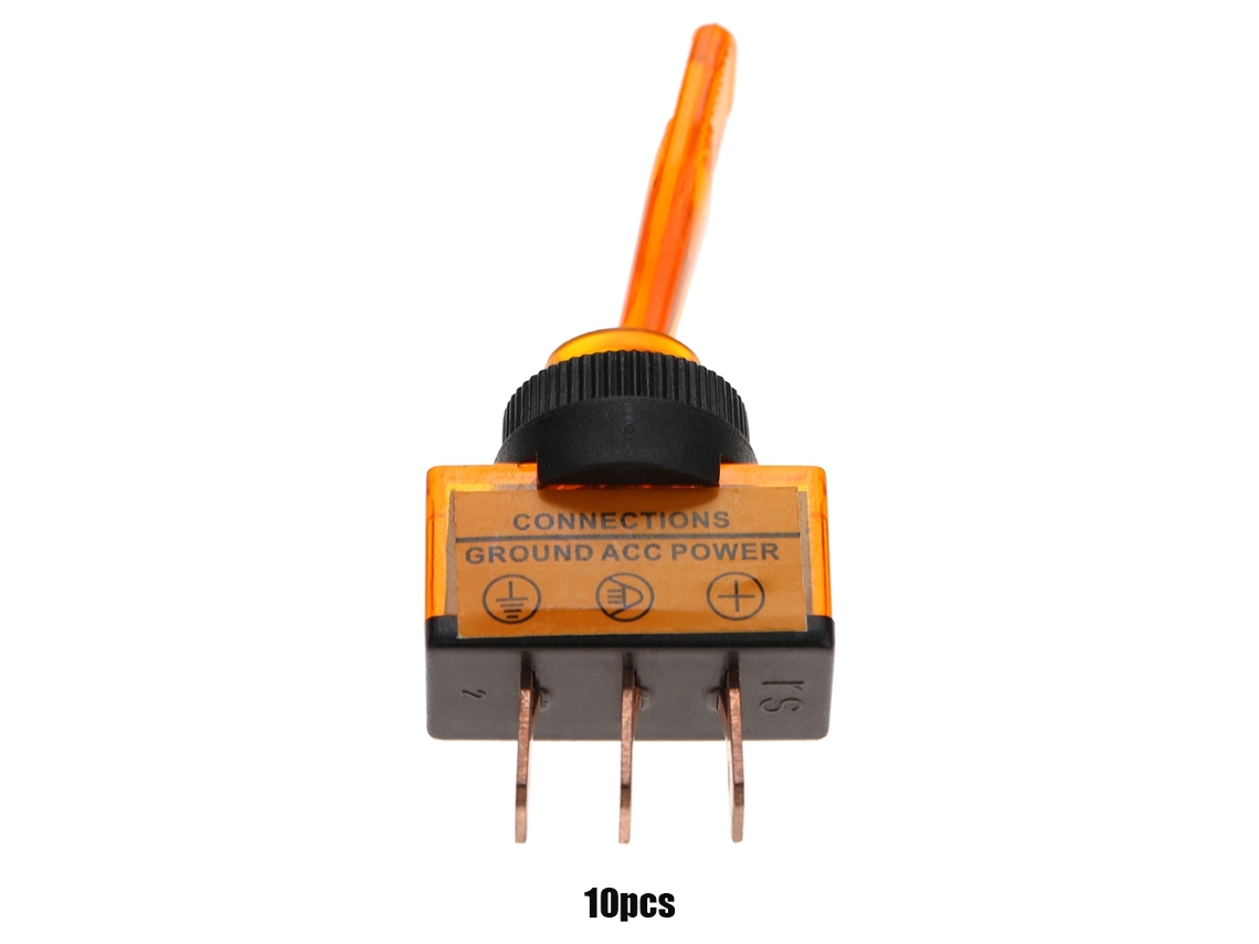 2026velora-10 Piezas Interruptor De Palanca Led 12v 20a 3 Pines 12mm Asw-13d Largo Mango Amarillo