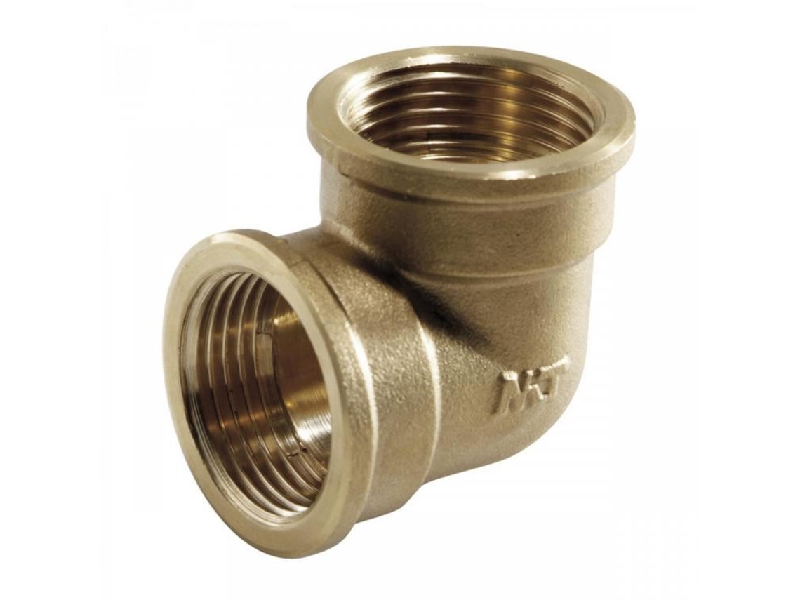 Codo de latón con rosca hembra de 1/2" Riegopro
