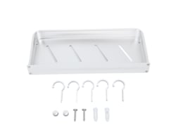 Estante de baño de aluminio, estante de baño de pared, sin perforaciones, estante de almacenamiento de baño con gancho