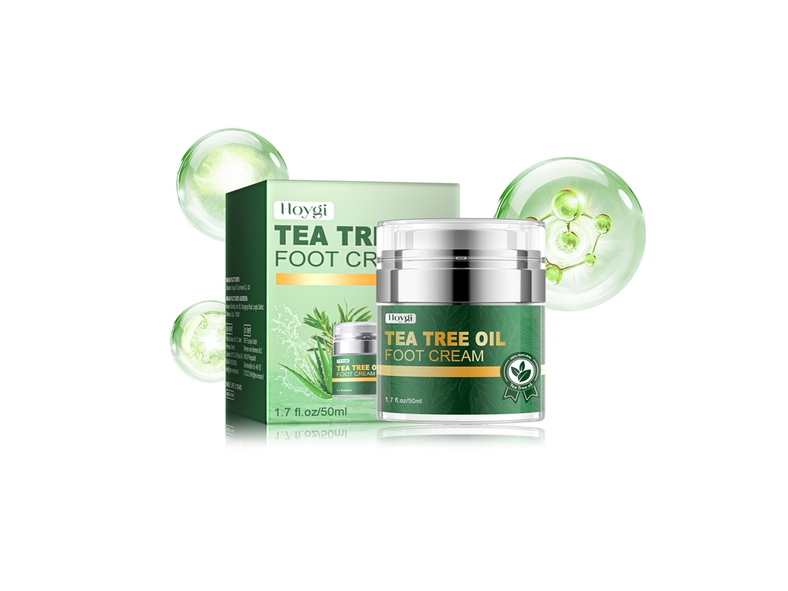 Crema para pies con aceite de árbol de té Hoygi para reparar grietas e hidratar los pies.
