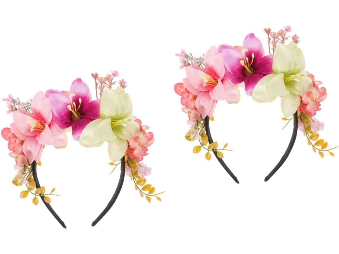 Coroa De Flores De Tecido Em 2 Peças, Elegante Tiara Decorativa Com Flores, Acessório Para Cabelo.