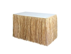 Decoración De Mesa Para Una Fiesta Hawaiana: Falda De Paja Tropical Para Adultos, Fondo De Rafia.