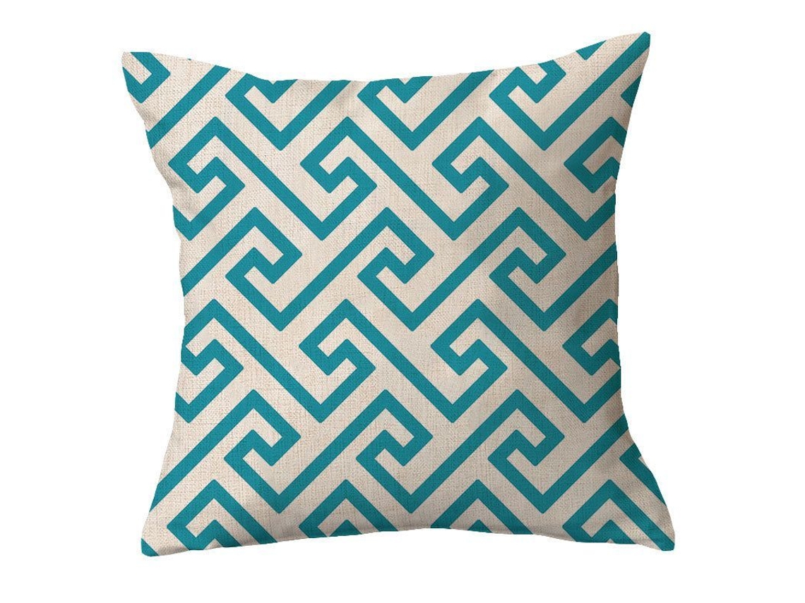 Rebe-funda De Almohada De Lino 2 Piezas Rayas Azul Lago Y Blanco 18x18 Pulgadas Moderno Simple