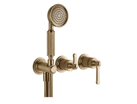 Mezcladora monomando de bañera/ducha Gessi Venti20 lista para montar, con curva de conexión a la pared, cartucho de desvío de 2 vías, montaje en