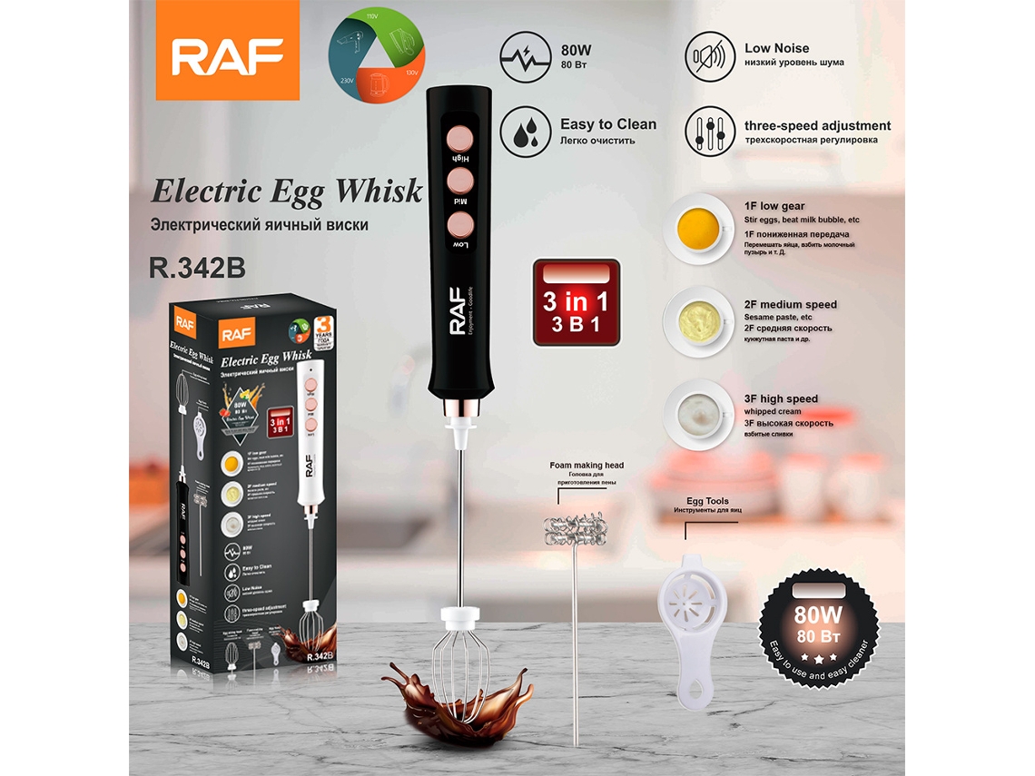 (preto) Euro Regulamento- Recarregável Elétrico Handheld Mixer Single Stick- Batendo Ovos Misturando Casa Multi-funcional