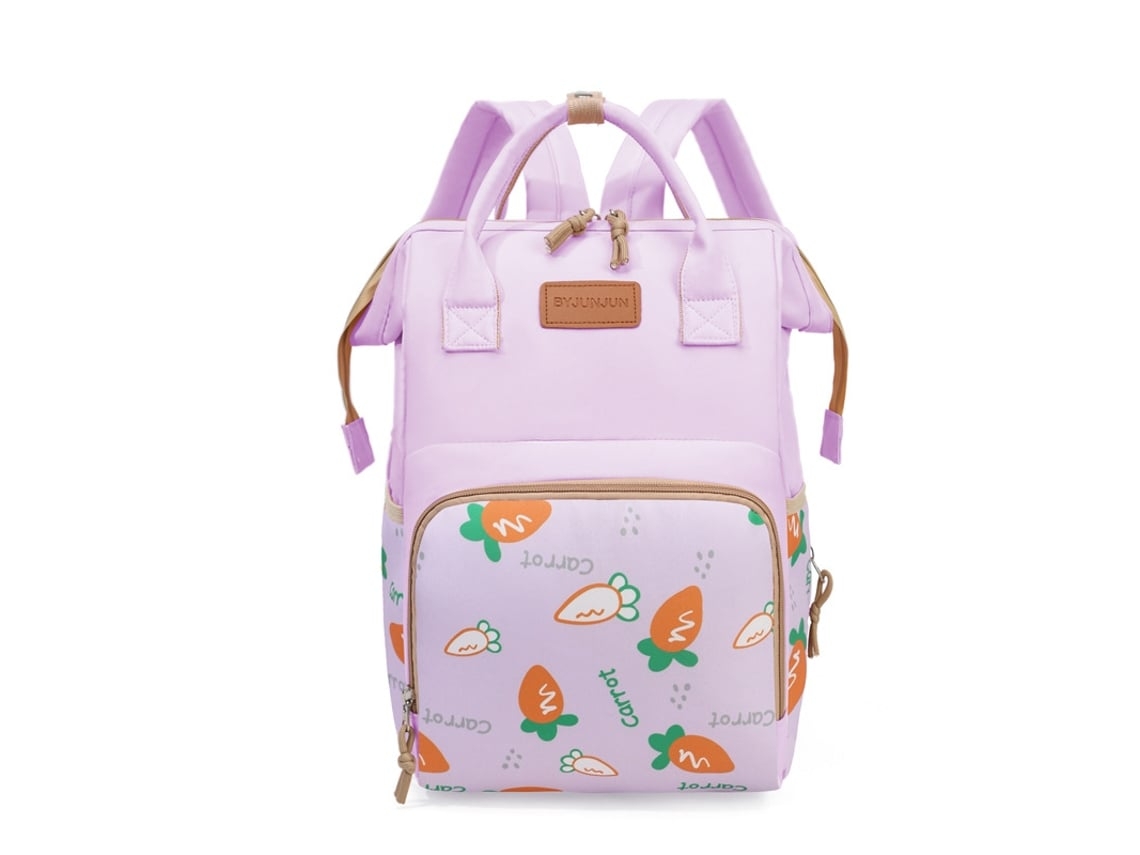 Mochila de maternidad de gran capacidad estampada, mochila de pañales impermeable adecuada como mochila de viaje morada Yunzii