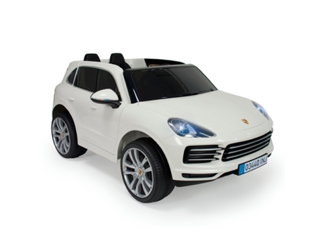 Coche INJUSA Batería Porsche Cayenne S 12V Blanco con Luz y Sonido (Edad Mínima: 3 años - 134 x 81,5 x 58 cm)