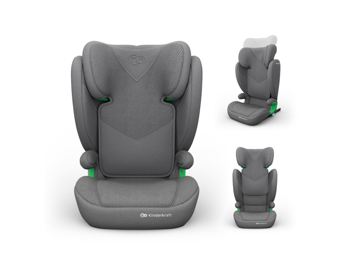 Silla De Coche Kinderkraft JUNIOR FIX 2 PLUS 100–150 cm con H-GUARD, protecciones laterales SPS y respaldo regulable Gris
