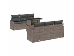 Maison Exclusive - Conjunto de sofás de jardín de 7 piezas, ratán sintético gris