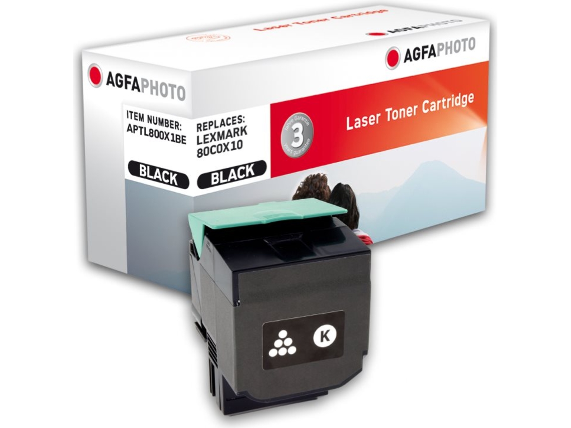 Cartucho de tóner negro compatible para Lexmark Cx510de, Agfaphoto (alternativa a Lexmark 80c0x10, Lexmark 800x1)
