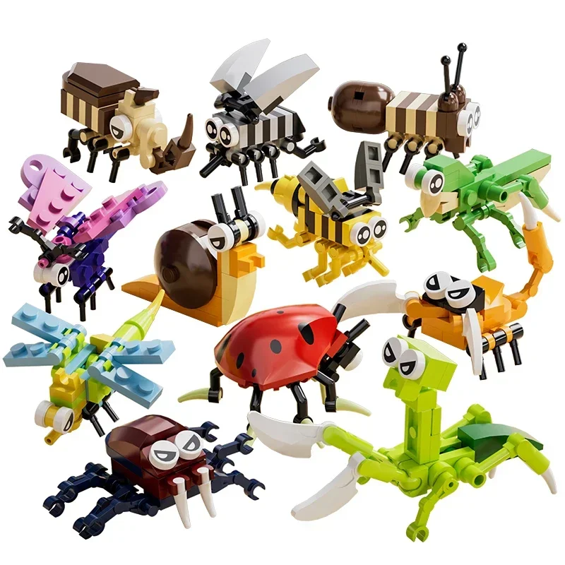(301 Piezas) Mini Bloques De Construcción Mundo De Insectos, Juguete Educativo Stem De 301 Piezas