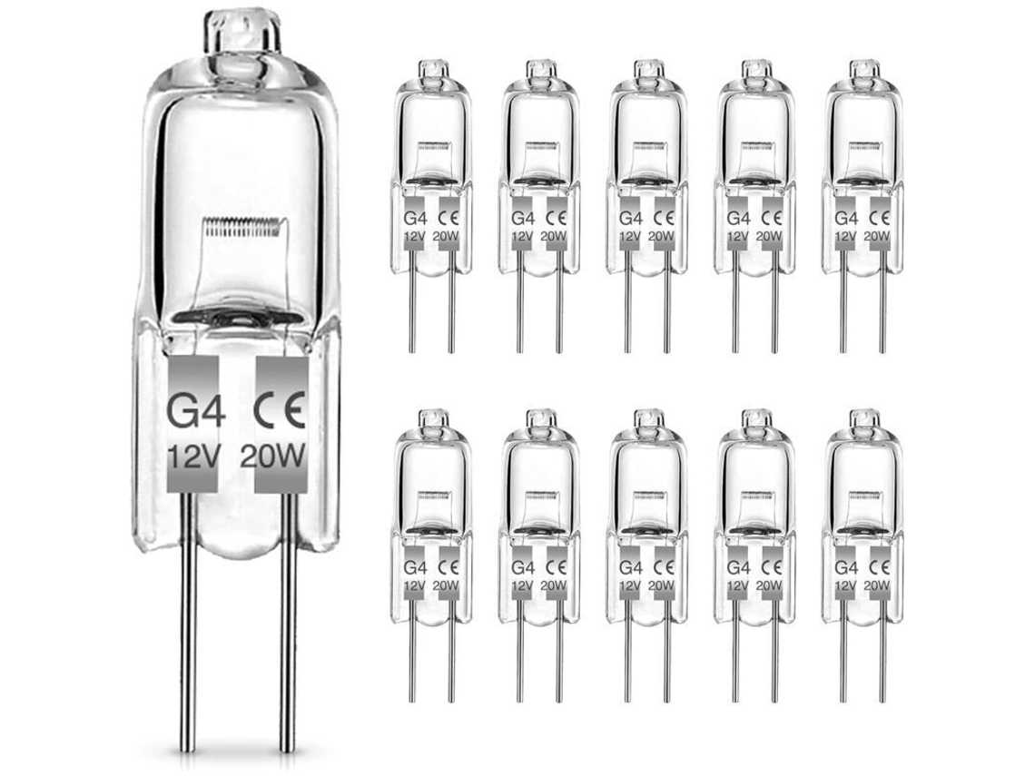 Outras Lâmpadas: Lâmpadas De Halogéneo G4 (embalagem De 10), 20w, 12v, Luz Branca Quente (2800k)