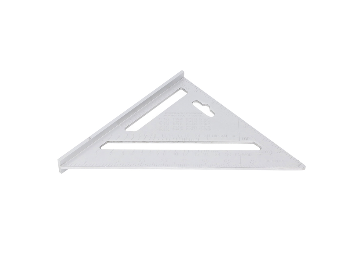 Regla triangular de aluminio negro de 7 pulgadas para proyectos de carpintería - Herramienta de ángulo imperial