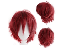 Peluca Corta Y Rizada Roja Unisex — Peluca Para Cosplay De Anime (aspecto Natural)