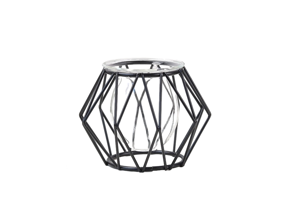 Florero hidropónico de vidrio con soporte metálico moderno para decoración NEVEANCE