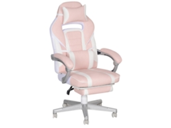 Silla Gaming Rosa Con Reposapiés Reclinable, Piel Sintética, Capacidad De 120 Kg.