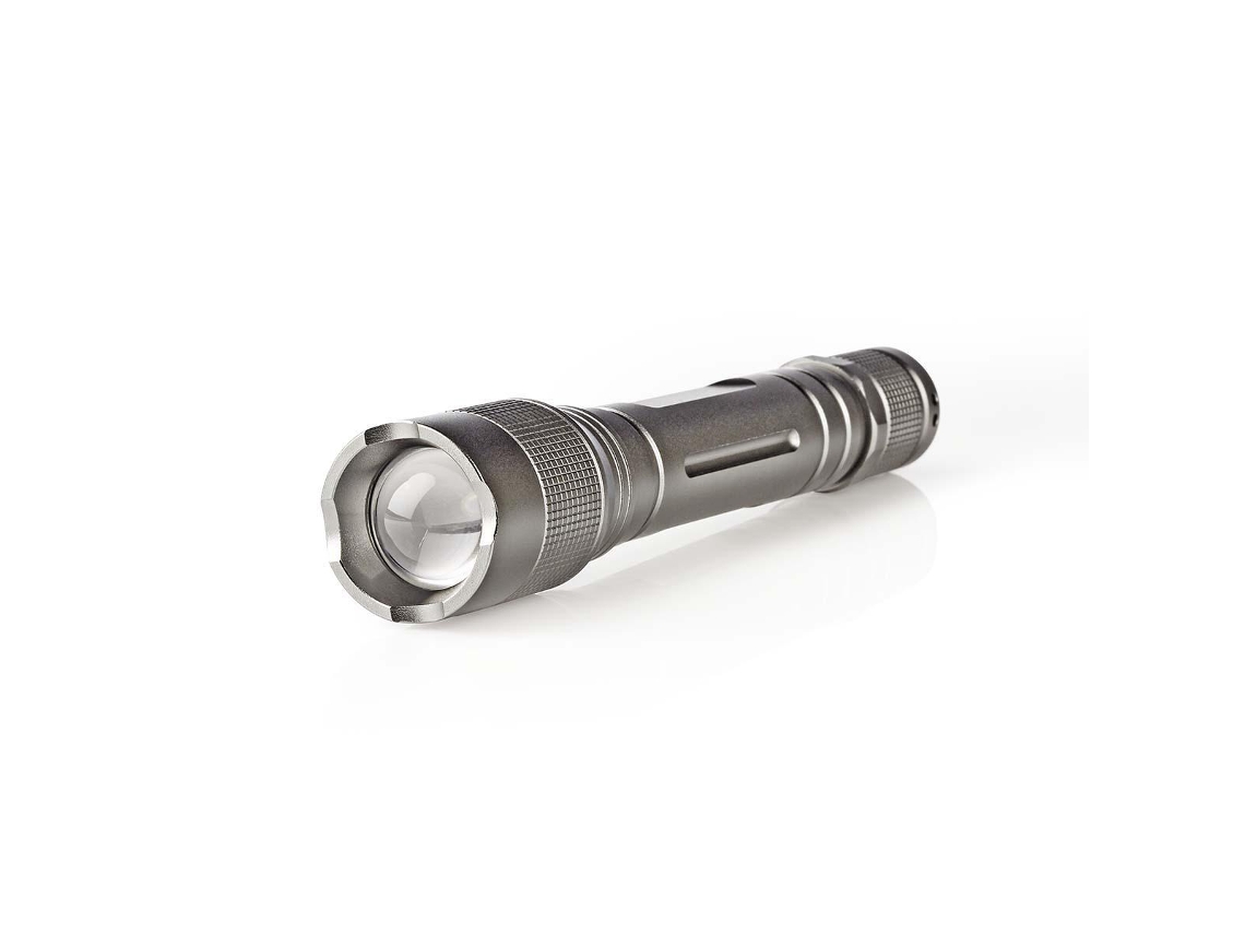 Linterna LED de aluminio NEDIS de 3 W y 150 lm, IPX5, alcance de 120 m, color gris