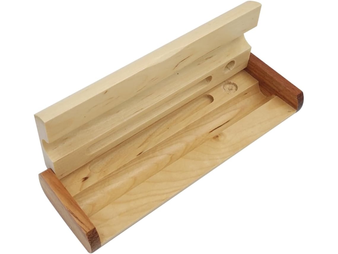 Estuche De Madera Beige Para Lápices, Tarjetero, Diseño Sencillo Y Redondeado, Ideal Para Estudiantes.