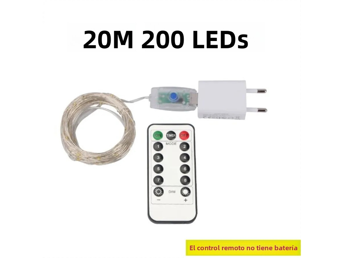 (Luz blanca, 20 m, 200 LED) Guirnalda de luces LED, ideal para decoración navideña, etc.