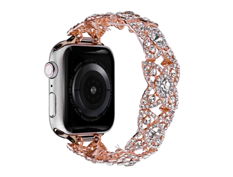 Correa de reloj de metal con diamantes de 4 pétalos para Apple Watch Ultra 49 mm (oro rosa)
