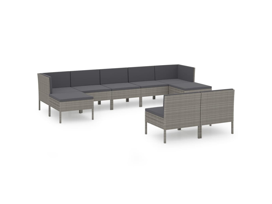Maison Exclusive - Set De Muebles De Jardín 9 Pzas Y Cojines Ratán Sintético Gris