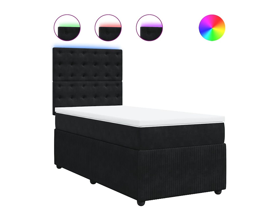Maison Exclusive - Cama Box Spring Con Colchón Terciopelo Negro 80x200 Cm