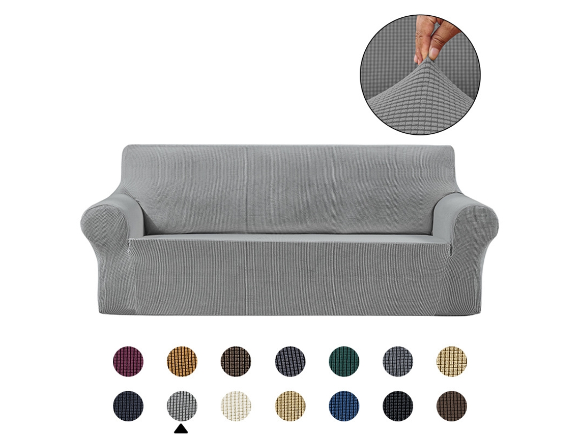 Funda De Sofá Elástica De Jacquard (apta Para Largo De 140-180 Cm) Gris Claro Siurn