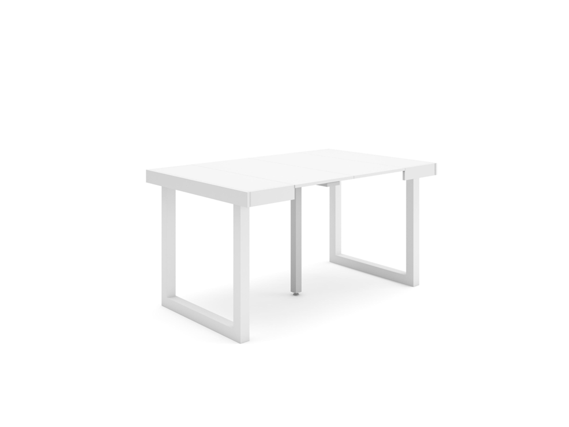 Mesa Consola extensible 140 Para 6 comensales Patas madera maciza Blanco SKRAUT HOME