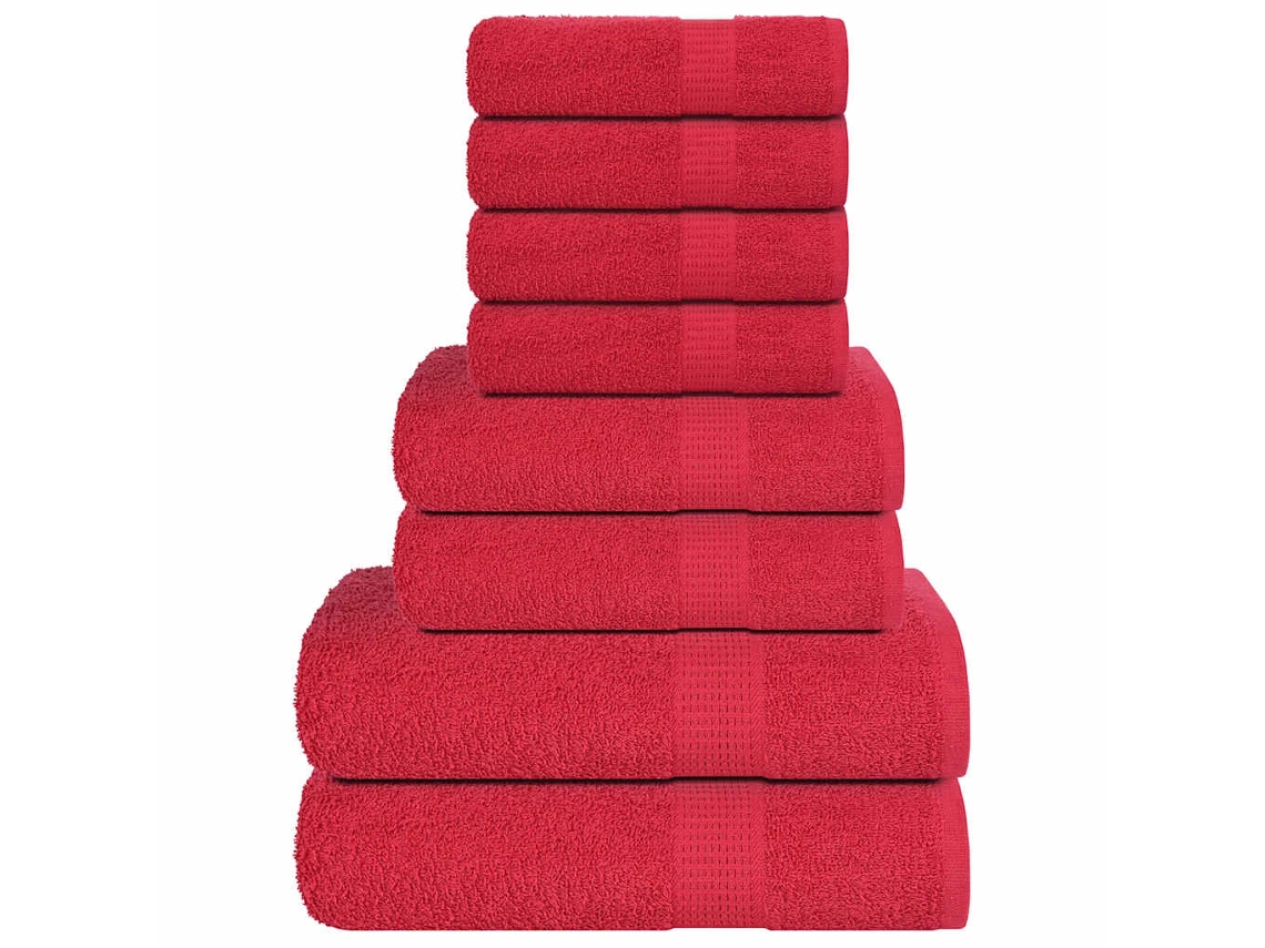 Juego De Toallas 8 Piezas 100 Algodón Rojo 360 Gsm Wsd307614