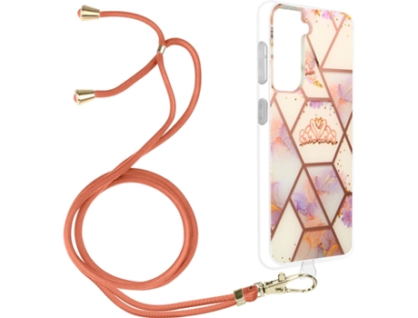 Funda Samsung Galaxy S21 Plus AVIZAR Geométrico con Correa (Rosa)