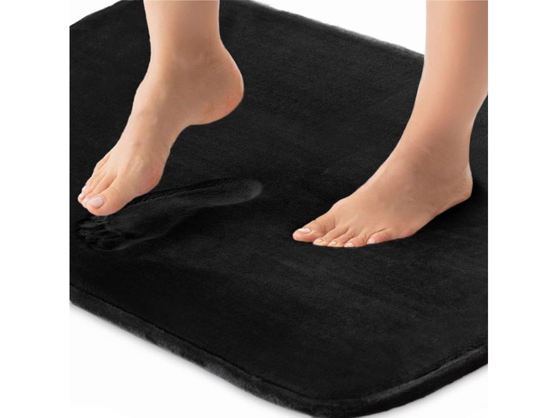 Alfombrilla De Baño De Espuma Viscoelástica Gruesa, Suave Y Absorbente, Lavable A Máquina, Color Negro.