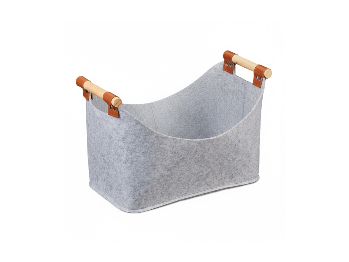 Relaxdays Cesta De Fieltro Plegable Con Asas, Caja De Almacenamiento 27x40x22 Cm, Gris Claro