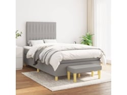 Cama Box Spring Con Colchón Tela Gris Claro 120x200 Cm