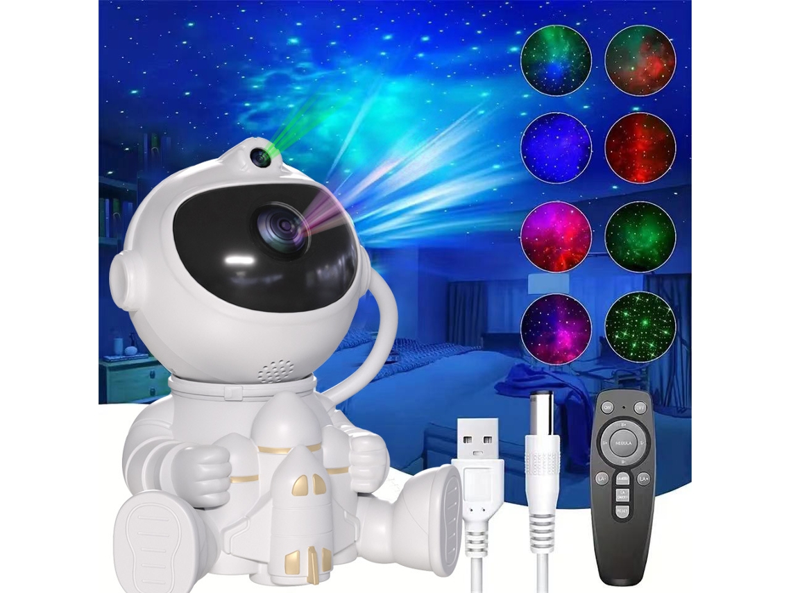 Projetor De Galáxia Astronauta Com Controle Remoto, Projetor De Estrelas Led, Luz Noturna Projetora Com Rotação 360°