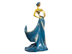 Botellero De Resina Con Estatua Decorativa De Mujer Para Mesa De Cocina O Bar - Azul Marino