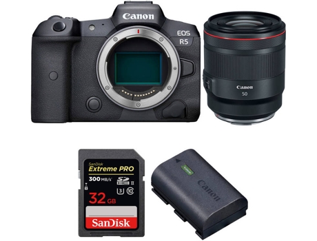 Kit Cámara CANON EOS R5 RF 50mm f/1.2L USM + SanDisk 32 GB + Batería (Full-Frame)