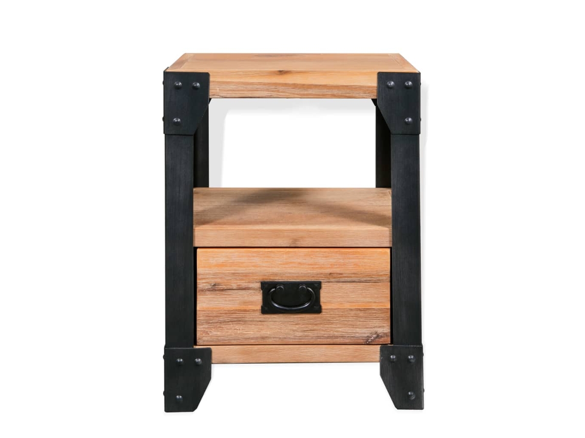 Maison Exclusive - Mesita De Noche De Madera Maciza Acacia Y Acero 40x30x54 Cm