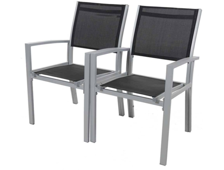 Conjunto 2 Sillas de Jardín HABITAT ET JARDIN Tropic (Negro - 57.5x62x90 cm)