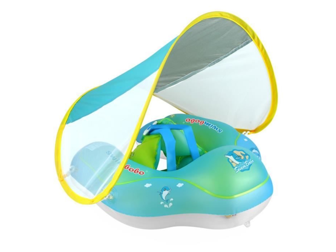 Bóia Inflável para Bebê Flutuador Anel de Natação para Bebê Assento Inflável para Piscina com Proteção Solar Anti-Uv Tamanho S Azul GERTIZ