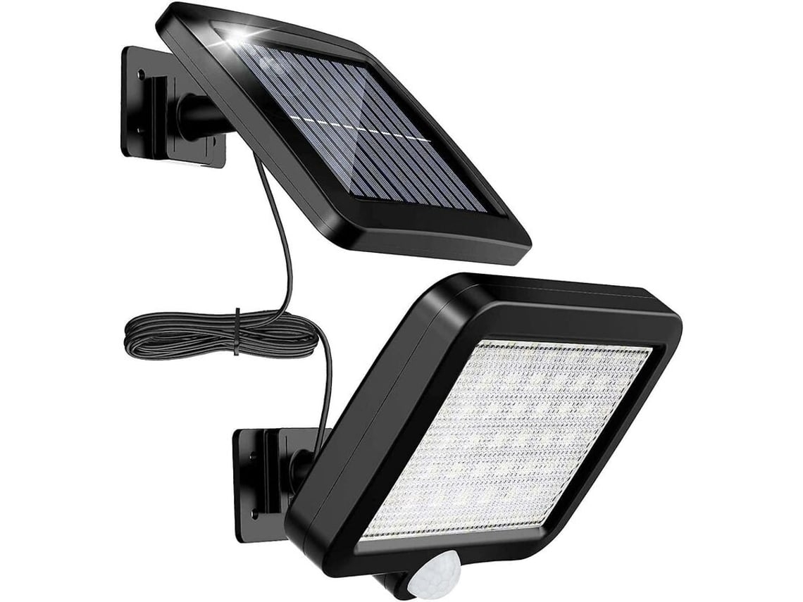 56 luces LED solares para exteriores con sensor de activación manual para jardín, 120 W, IP65, cable de 5 m