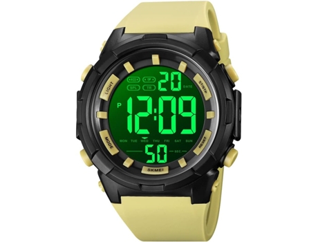 VEANXIN Hombres Reloj digital impermeable Relojes de pulsera con alarma LED-Oro
