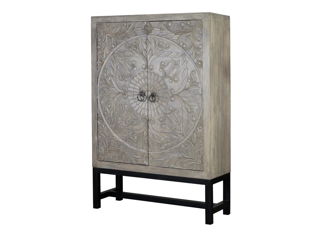 Armario Cinza Envelhecido GINER Y COLOMER Madera de Mango Metal Gris (180x116X42)