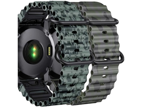 Correa Ocean Waves para Garmin Fenix 7 Zafiro Solar Verde Camo y Verde Militar Pack 2X VEANXIN