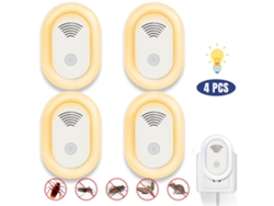 Repelente ultrasónico de plagas con luz nocturna, paquete de 4 unidades, CZHHMART