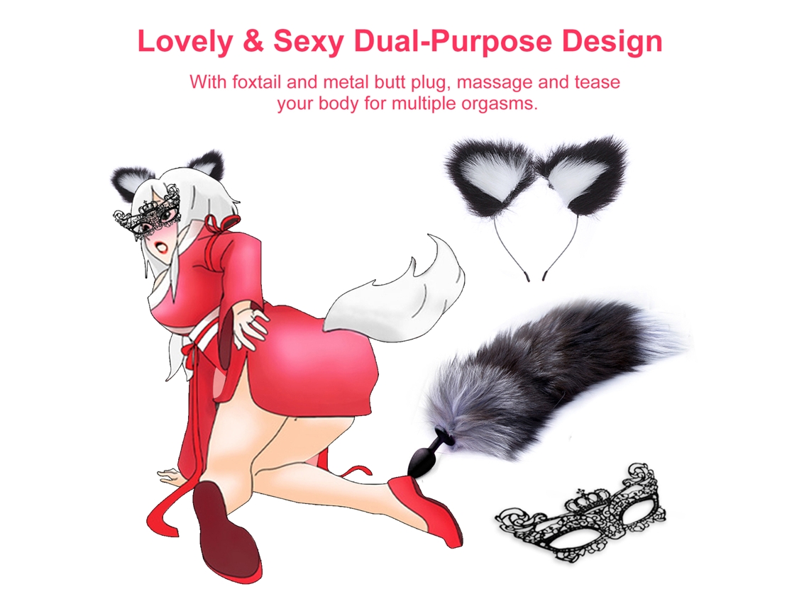 Cola De Zorro Plug Anal Silicona Disfraz Mascara Sexy Juguete Erotico