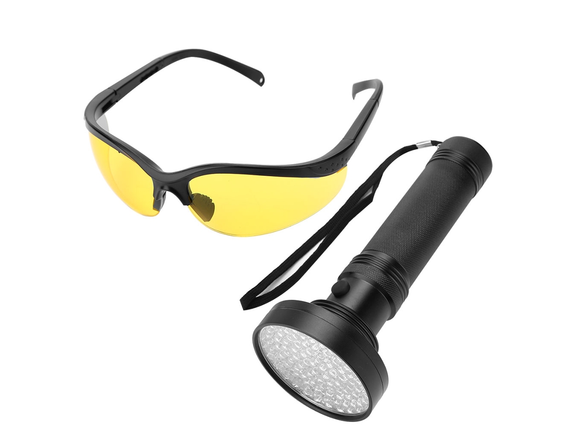 Rebe-linterna Uv Con 100 Led Para Detectar Manchas De Mascotas Y Escorpiones, Linterna Negra Con Gafas Uv
