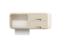 Soporte De Papel Higiénico De Pared Impermeable Con Estante Multifuncional Para Baño Y Cocina, Color Beige.